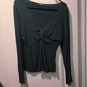 Fashion Nova Green Knot Front Top